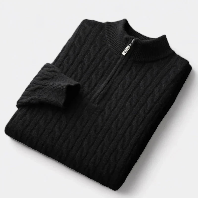 Herren Pullover Halb-Reißverschluss Strukturierte Maschen