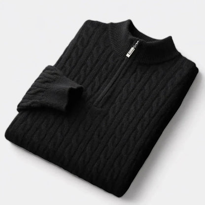 Herren Pullover Halb-Reißverschluss Strukturierte Maschen