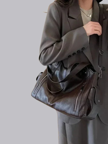 Damen Handtasche Groß Schultergurt Leder