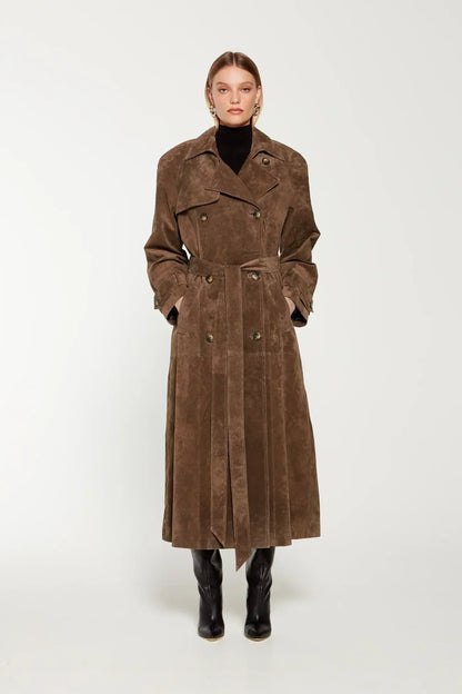 Lilu Damen Wildleder Trenchcoat - Norvielle