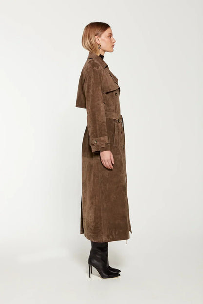 Lilu Damen Wildleder Trenchcoat