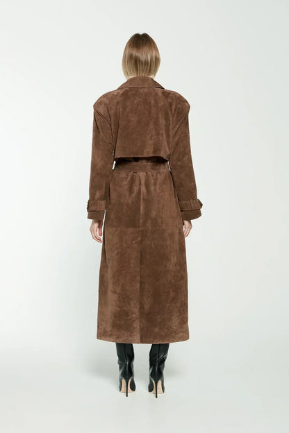 Lilu Damen Wildleder Trenchcoat