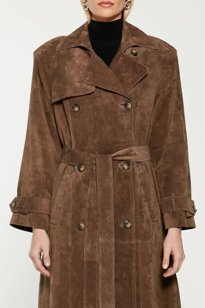 Lilu Damen Wildleder Trenchcoat