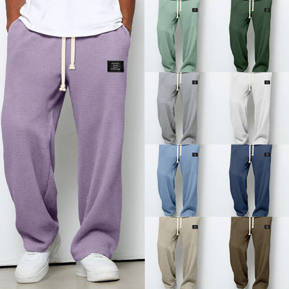 Herren Waffelhose aus Strick mit Kordelzug Bequem