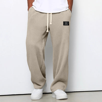 Herren Waffelhose aus Strick mit Kordelzug Bequem