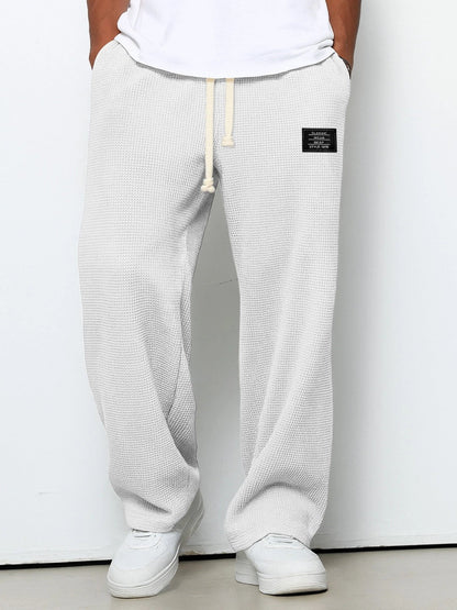 Herren Waffelhose aus Strick mit Kordelzug Bequem