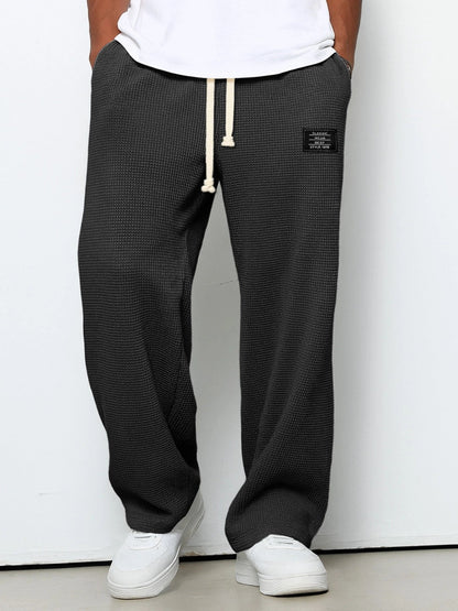 Herren Waffelhose aus Strick mit Kordelzug Bequem