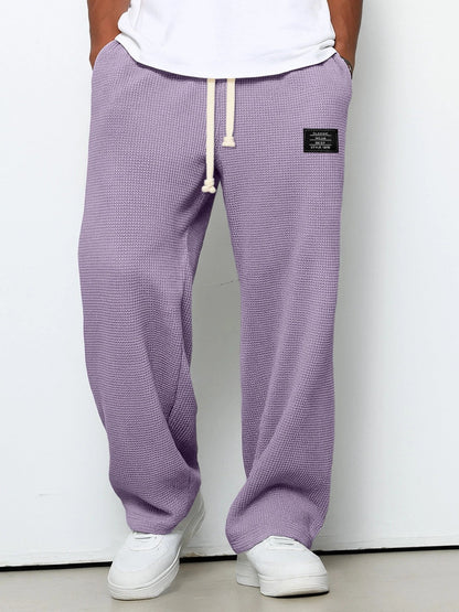 Herren Waffelhose aus Strick mit Kordelzug Bequem