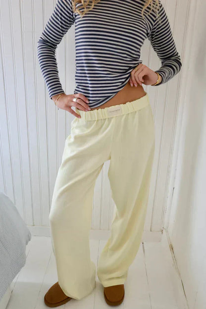 Damen Loose Fit Hose Gestreift Elastisch