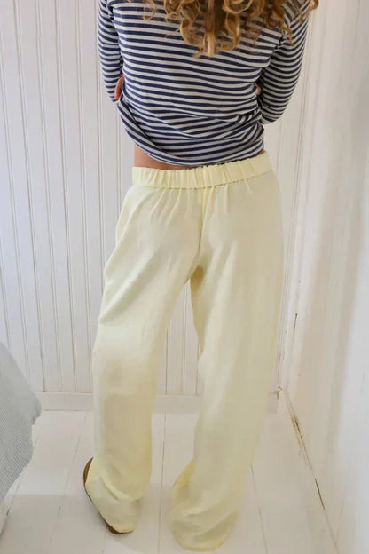 Damen Loose Fit Hose Gestreift Elastisch