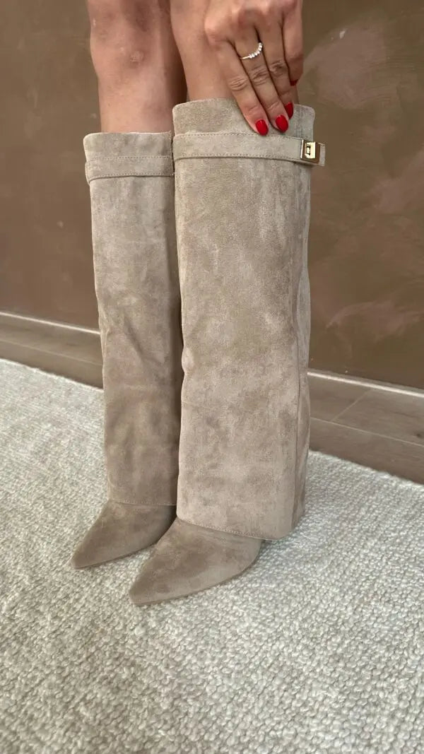 Damen Overknee Stiefel Elegantes Leder