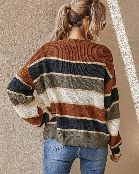 Serenelle Damen Oversize-Pullover Strick Weich Grau