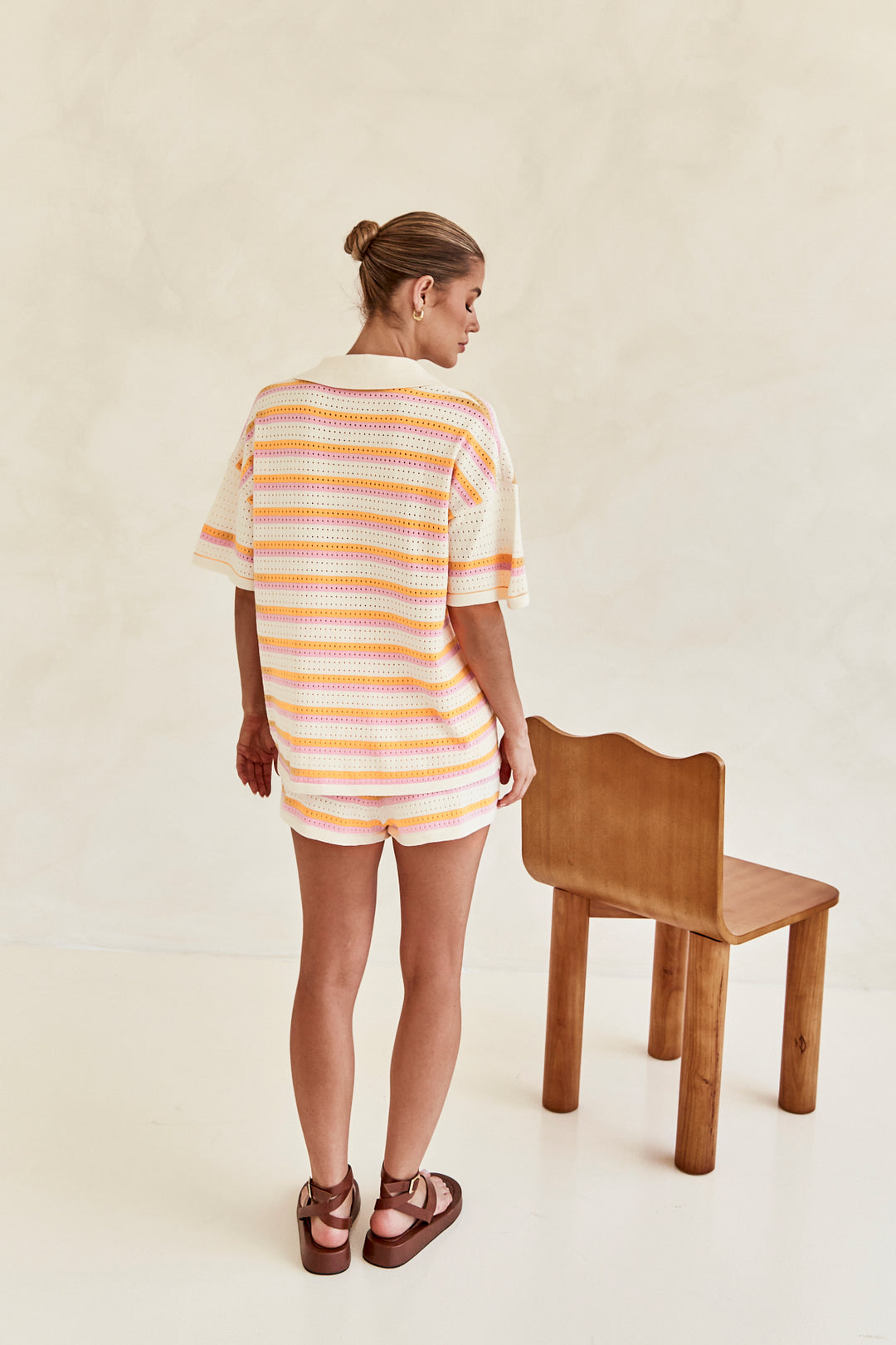 Damen Zweiteiliges Strickset Hemd und Shorts