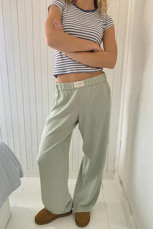 Damen Loose Fit Hose Gestreift Elastisch