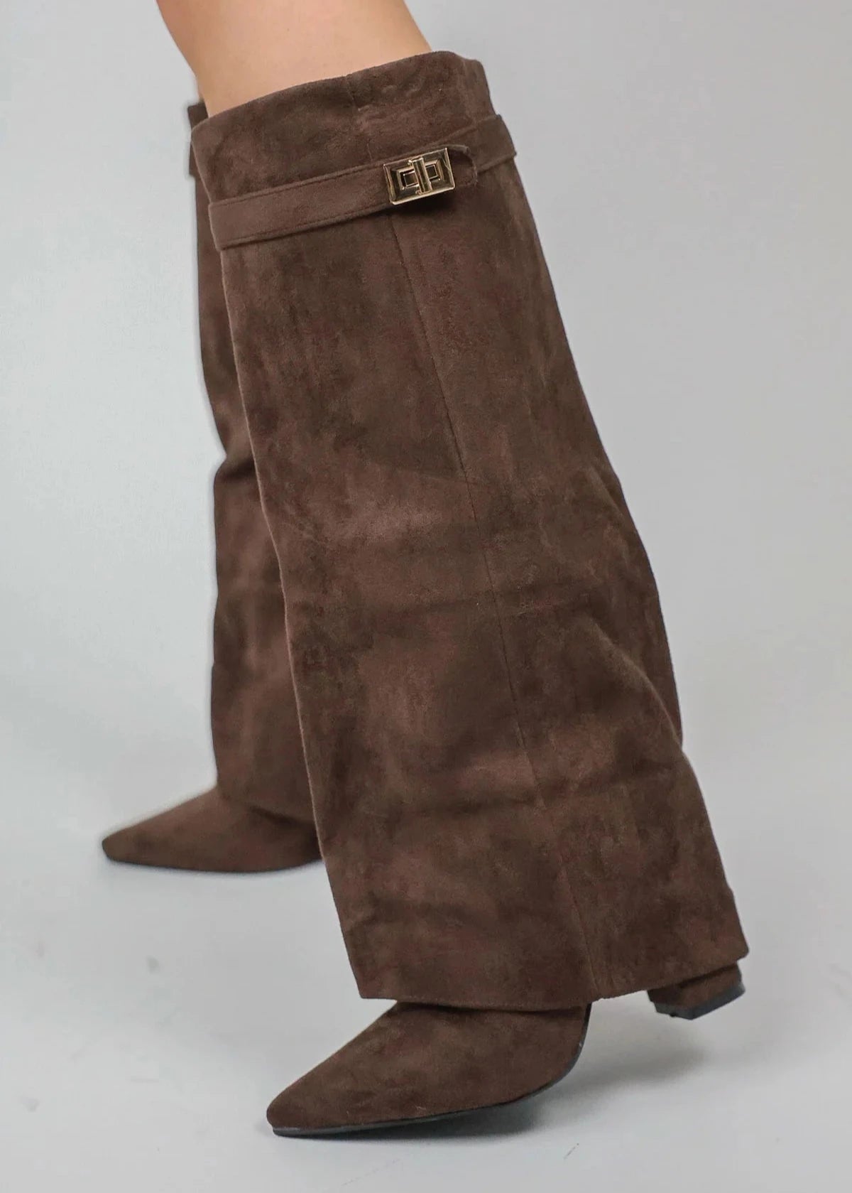 Damen Kniehohe Stiefel Spitze Zehen Gerader Schaft