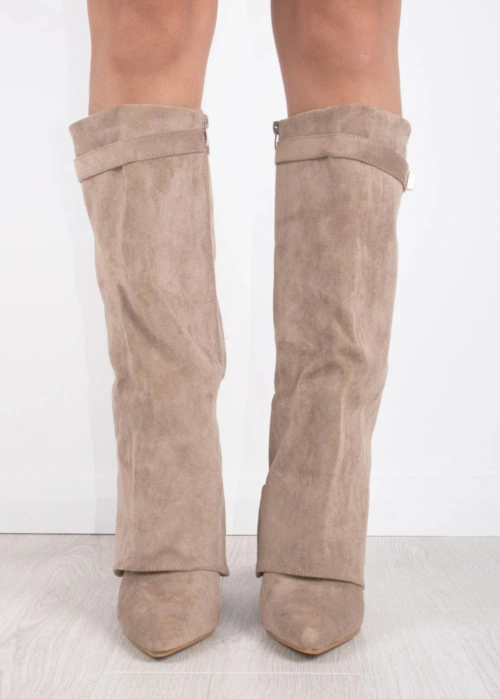 Damen Kniehohe Stiefel Spitze Zehen Gerader Schaft