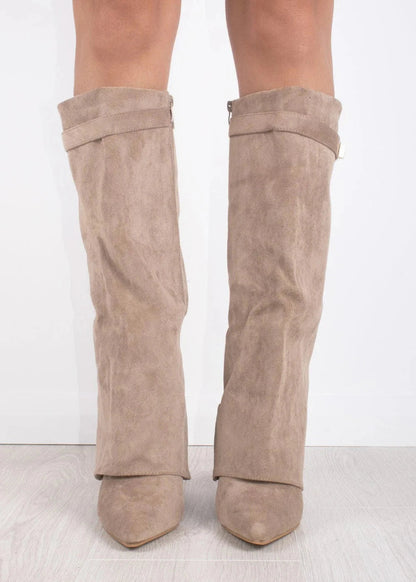 Damen Kniehohe Stiefel Spitze Zehen Gerader Schaft