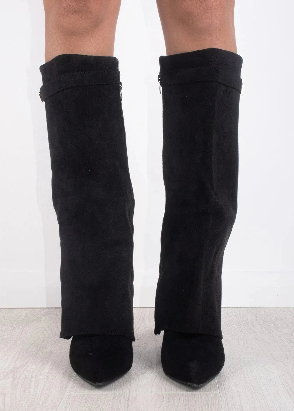 Damen Kniehohe Stiefel Spitze Zehen Gerader Schaft