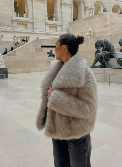 Damen Oversize Felljacke Kuschelig