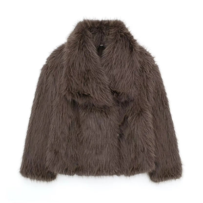 Damen Kurz Winterjacke Faux Fur