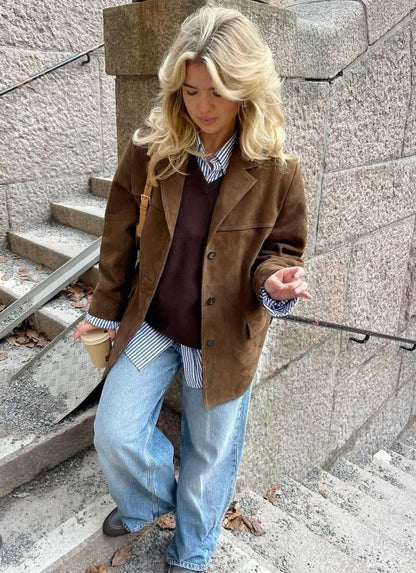 Damen Oversize Blazer Business Freizeit