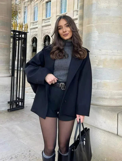 Damen Wolljacke Oversize Weite Ärmel