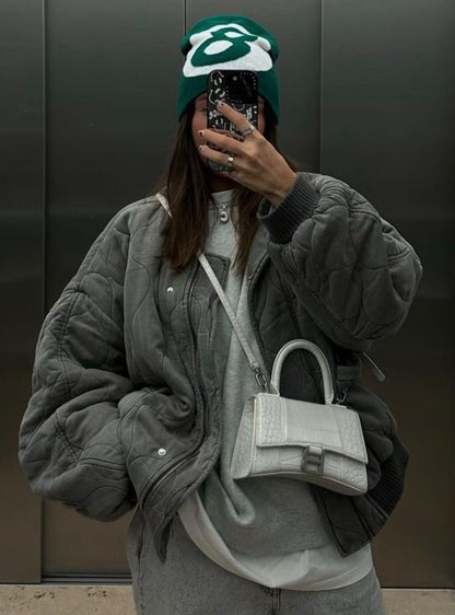 Lureva Damen Oversized Steppjacke Quilted Bomber