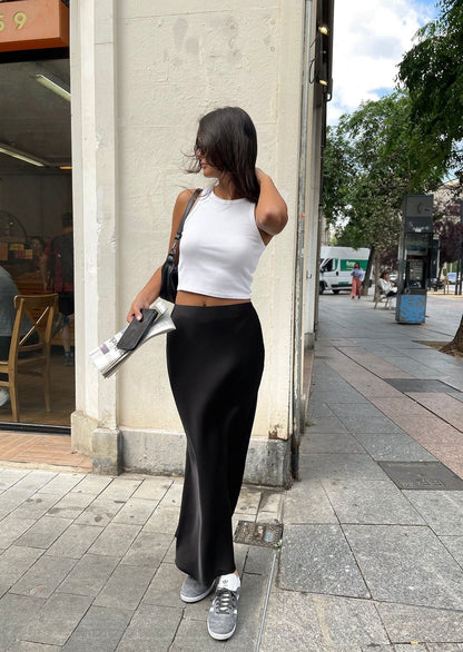 Damen Maxi-Rock Strukturiert
