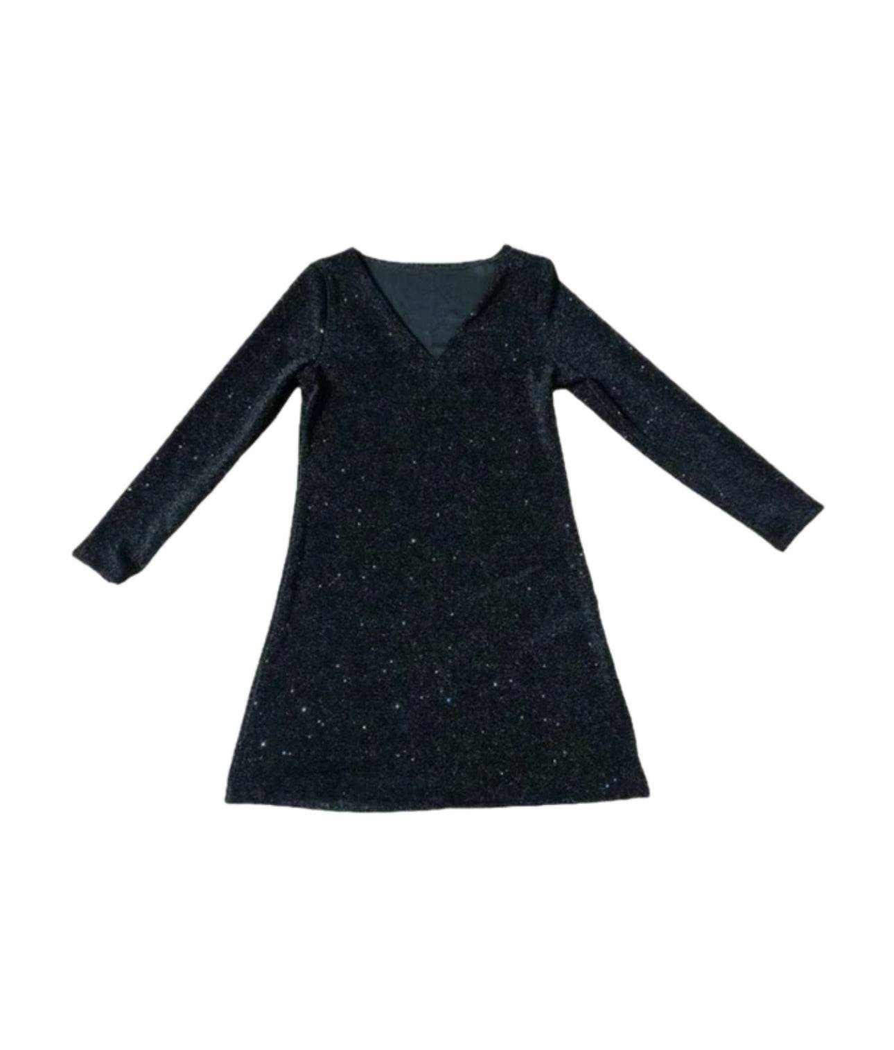 Damen Kleid Kurz V-Ausschnitt Langarm