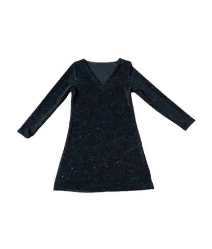 Damen Paillettenkleid Langärmlig Glitzernd