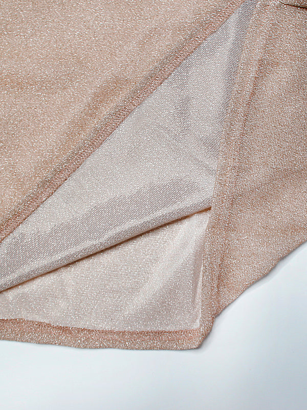 Damen Langkleid Glänzende Pailletten Champagnerfarben