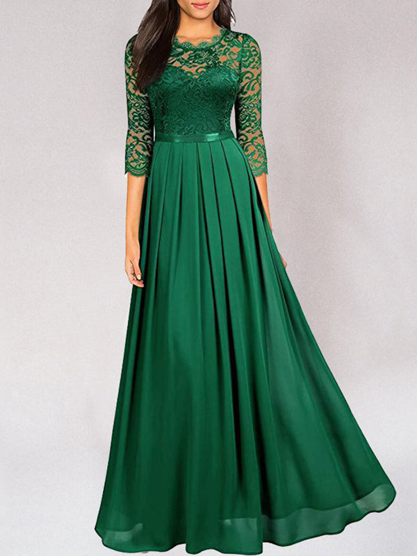 Langes Brautjungfernkleid aus Spitze Elegant Weiße Abendkleid