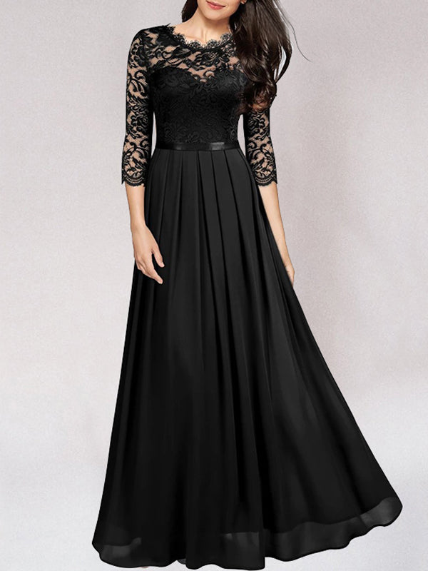 Langes Brautjungfernkleid aus Spitze Elegant Weiße Abendkleid