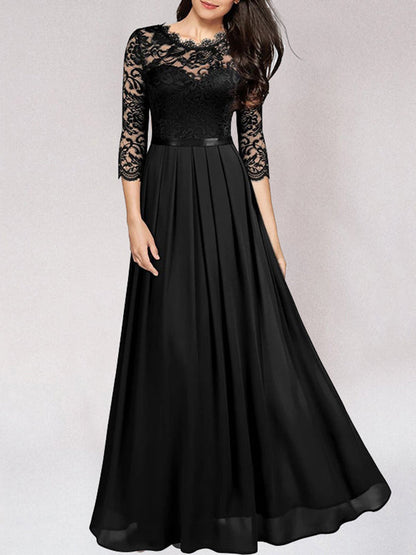 Langes Brautjungfernkleid aus Spitze Elegant Weiße Abendkleid