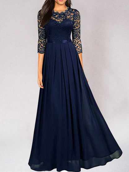 Langes Brautjungfernkleid aus Spitze Elegant Weiße Abendkleid