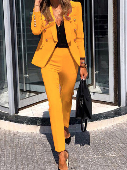 Damen Zweiteilige Kombination Blazer und Hose Zweireihig Elegant