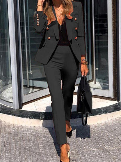 Damen Zweiteilige Kombination Blazer und Hose Zweireihig Elegant