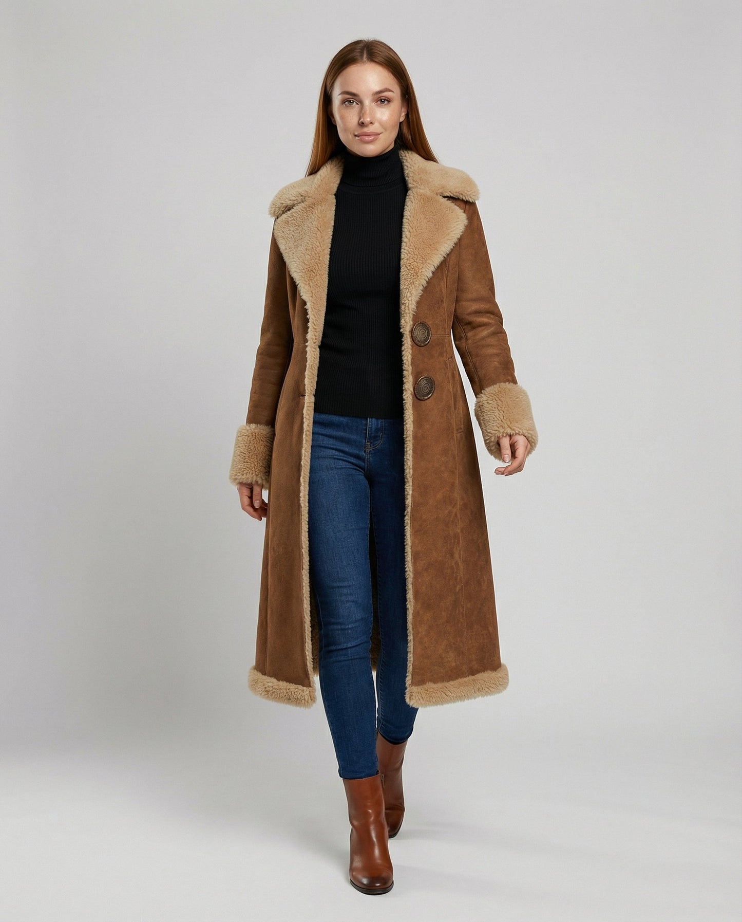 Damen Trenchcoat Wildleder Elegant Braun - Norvielle