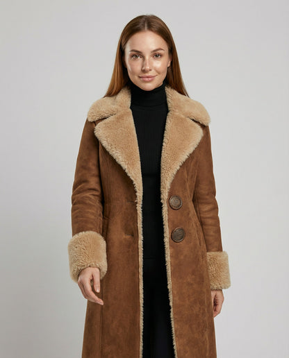 Damen Trenchcoat Wildleder Elegant