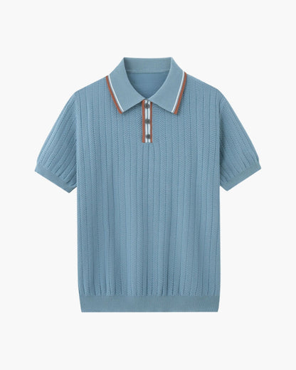 Herren Sommerpoloshirt Strick Kontrastkragen