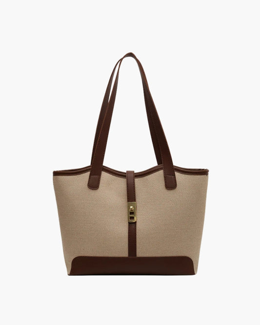 Amelia Damen Schultertasche Canvas Leder Drehverschluss - Norvielle