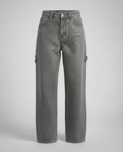 Damen Diamond Jeans Glitzer Effekt