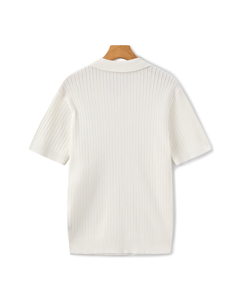 Herren Poloshirt Feinribtrikot Kurzarm Weiß