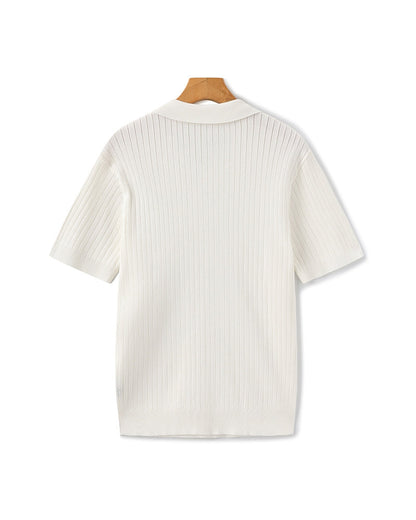 Herren Poloshirt Feinribtrikot Kurzarm Weiß