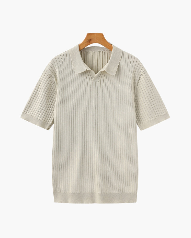 Herren Polo-Shirt Kurzarm Fein Rippenstrick - Norvielle