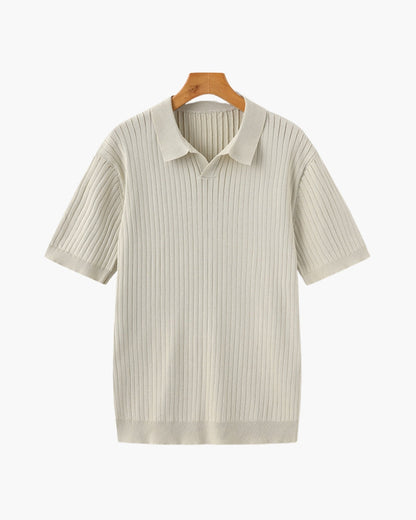 Herren Polo-Shirt Kurzarm Fein Rippenstrick - Norvielle