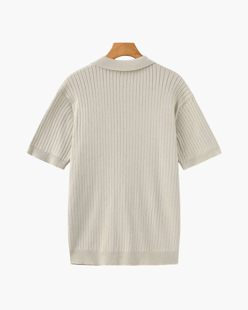 Herren Poloshirt Feinribtrikot Kurzarm Weiß
