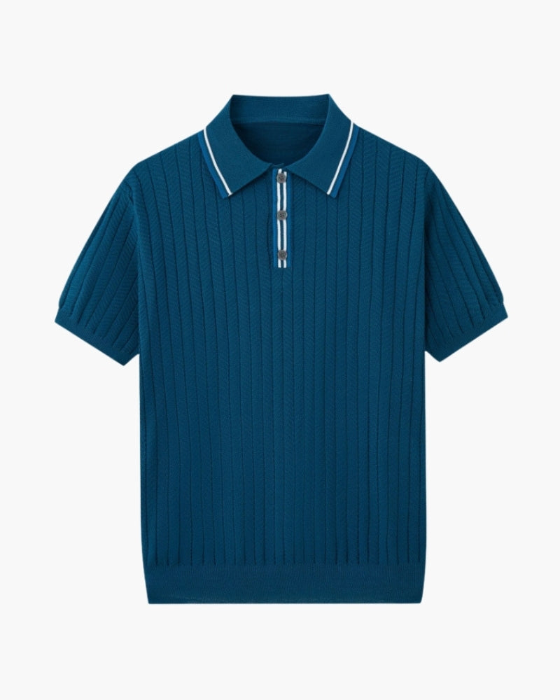 Herren Sommerpoloshirt Strick Kontrastkragen