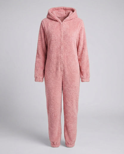 Damen Teddyfleece-Overall mit Kapuze