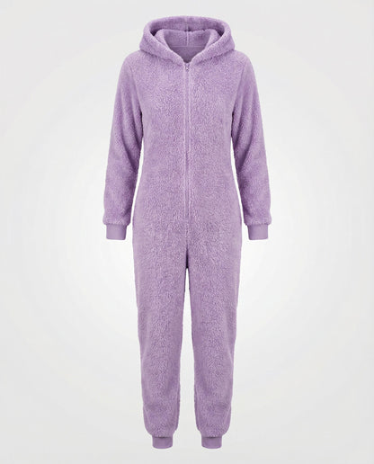 Damen Teddyfleece-Overall mit Kapuze
